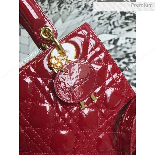 Dior My Lady Dior Medium Bag in Patent Cannage Calfskin Dark Red/Gold 2019 (XXG-0011711)