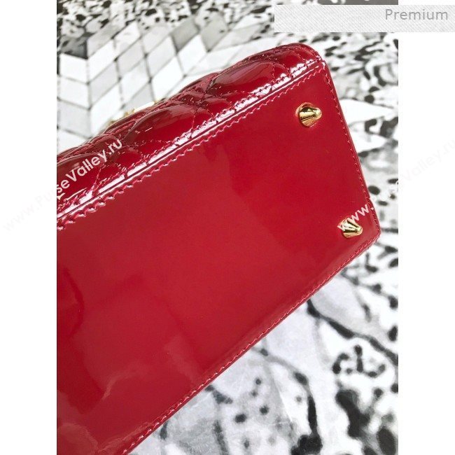 Dior My Lady Dior Medium Bag in Patent Cannage Calfskin Dark Red/Gold 2019 (XXG-0011711)