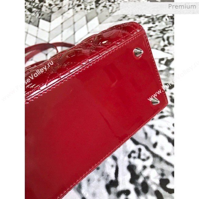 Dior My Lady Dior Medium Bag in Patent Cannage Calfskin Dark Red/Silver 2019 (XXG-0011712)