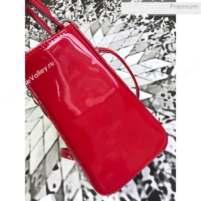 Dior My Lady Dior Medium Bag in Patent Cannage Calfskin Bright Red/Silver 2019 (XXG-0011718)