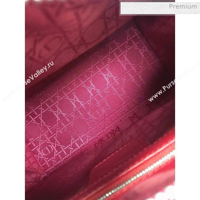 Dior My Lady Dior Medium Bag in Patent Cannage Calfskin Bright Red/Silver 2019 (XXG-0011718)