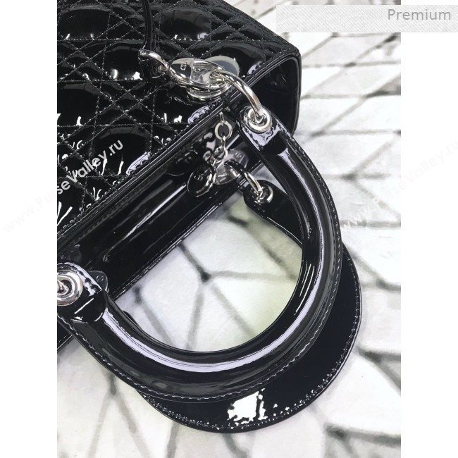 Dior My Lady Dior Medium Bag in Patent Cannage Calfskin Black/Silver 2019 (XXG-0011720)
