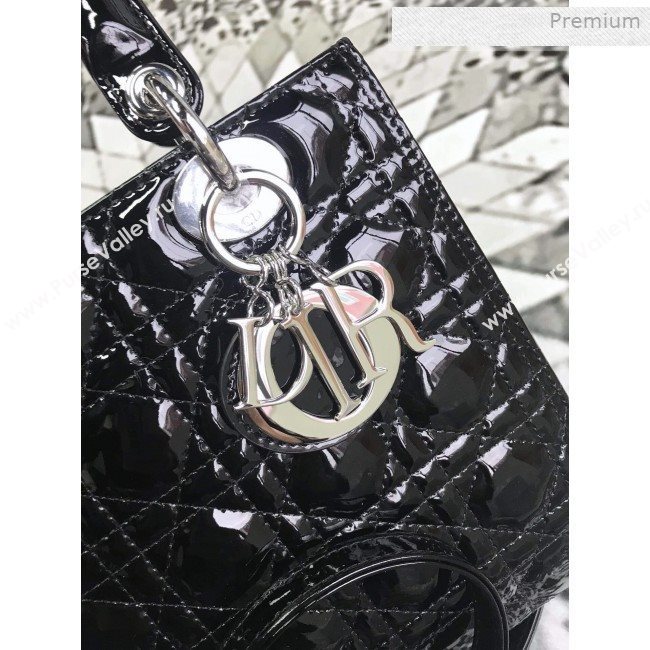 Dior My Lady Dior Medium Bag in Patent Cannage Calfskin Black/Silver 2019 (XXG-0011720)