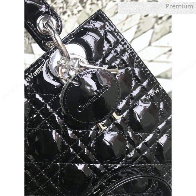 Dior My Lady Dior Medium Bag in Patent Cannage Calfskin Black/Silver 2019 (XXG-0011720)