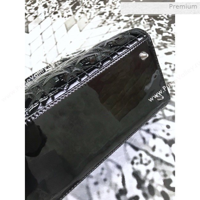 Dior My Lady Dior Medium Bag in Patent Cannage Calfskin Black/Silver 2019 (XXG-0011720)