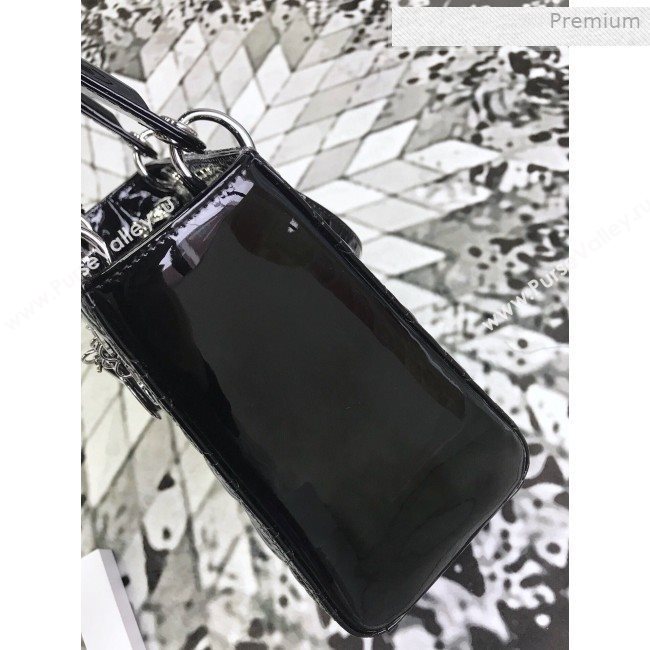 Dior My Lady Dior Medium Bag in Patent Cannage Calfskin Black/Silver 2019 (XXG-0011720)