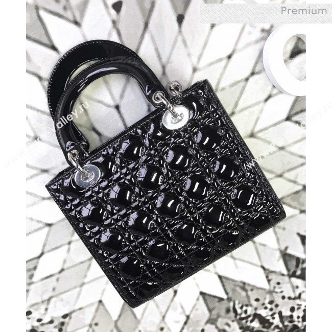 Dior My Lady Dior Medium Bag in Patent Cannage Calfskin Black/Silver 2019 (XXG-0011720)