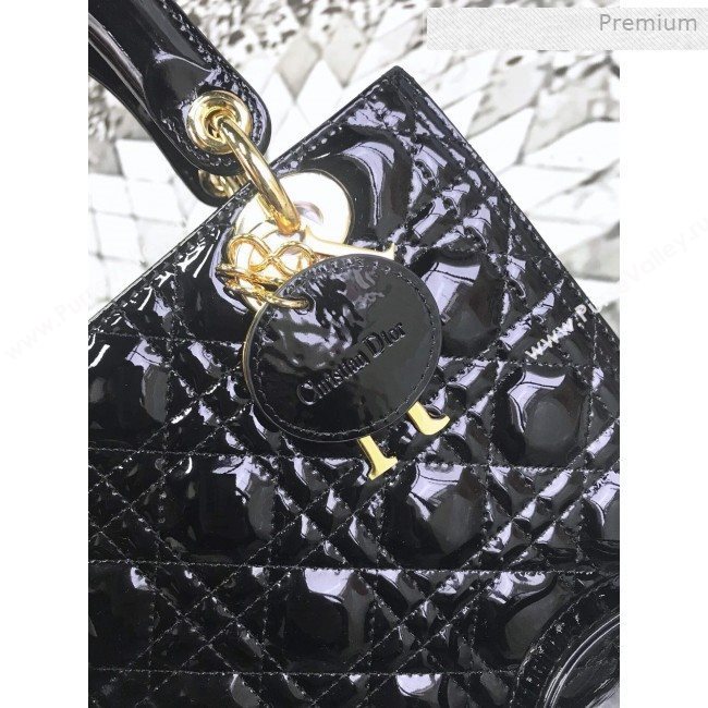 Dior My Lady Dior Medium Bag in Patent Cannage Calfskin Black/Gold 2019 (XXG-0011719)