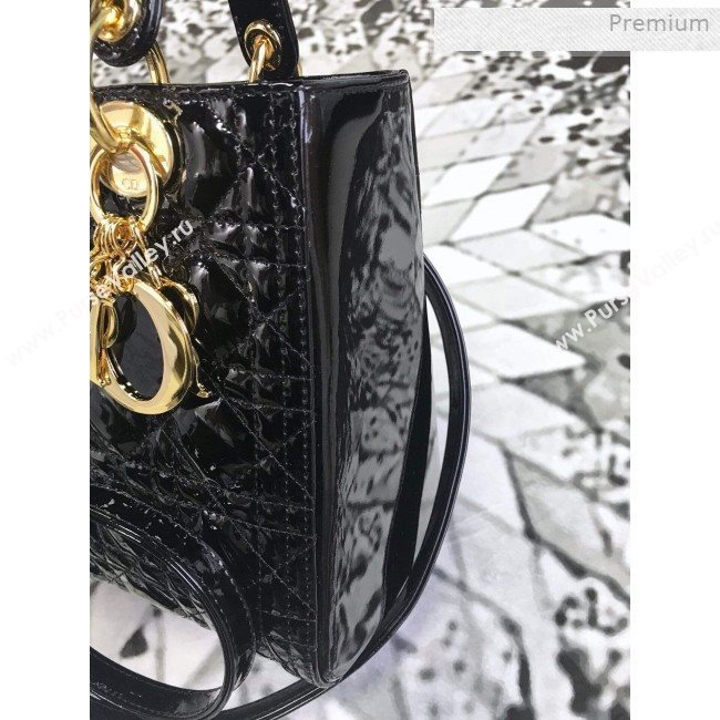 Dior My Lady Dior Medium Bag in Patent Cannage Calfskin Black/Gold 2019 (XXG-0011719)