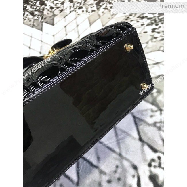 Dior My Lady Dior Medium Bag in Patent Cannage Calfskin Black/Gold 2019 (XXG-0011719)