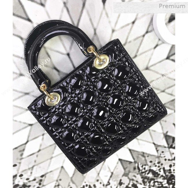 Dior My Lady Dior Medium Bag in Patent Cannage Calfskin Black/Gold 2019 (XXG-0011719)