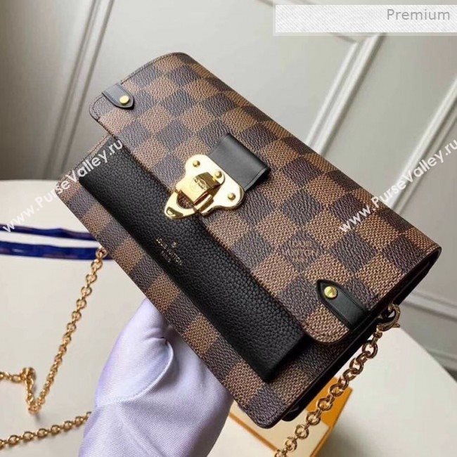 Louis Vuitton Vavin Damier Ebene Canvas Chain Wallet WOC N60221 Black 2019 (KI-0011510)
