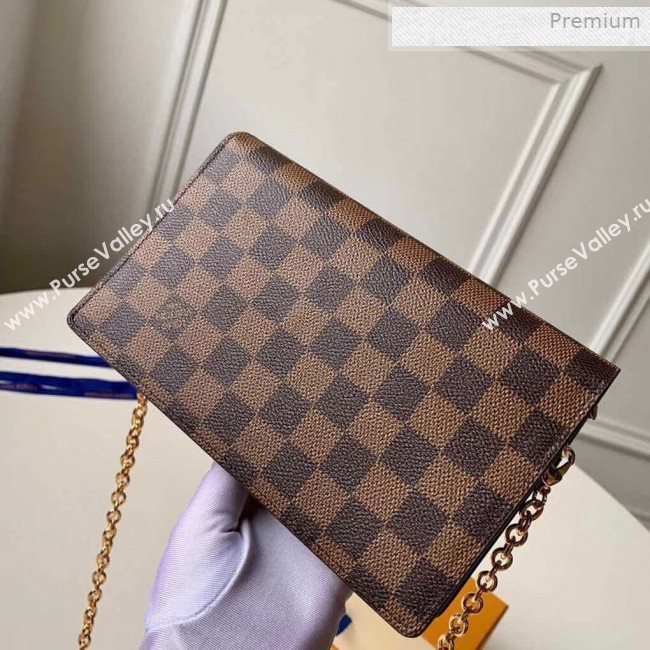 Louis Vuitton Vavin Damier Ebene Canvas Chain Wallet WOC N60221 Black 2019 (KI-0011510)