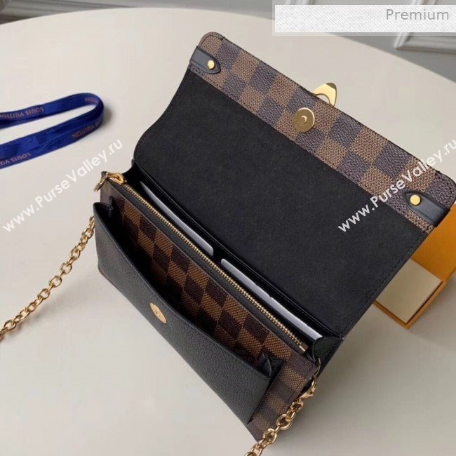 Louis Vuitton Vavin Damier Ebene Canvas Chain Wallet WOC N60221 Black 2019 (KI-0011510)