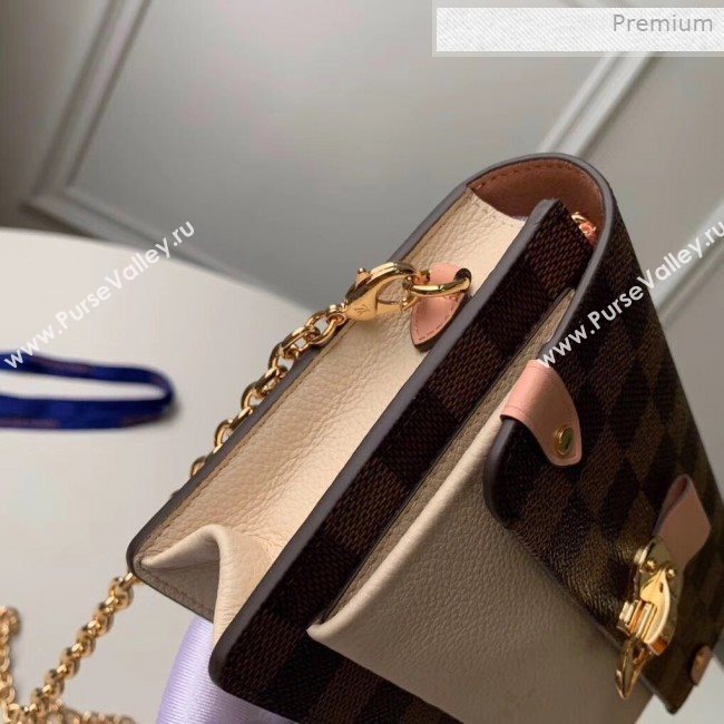 Louis Vuitton Vavin Damier Ebene Canvas Chain Wallet WOC N60237 Creme Beige 2019 (KI-0011508)
