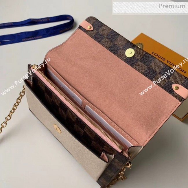 Louis Vuitton Vavin Damier Ebene Canvas Chain Wallet WOC N60237 Creme Beige 2019 (KI-0011508)