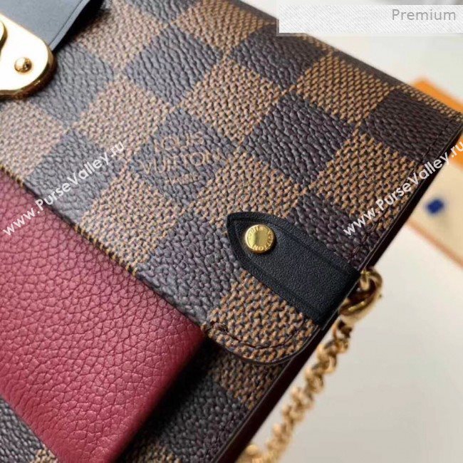 Louis Vuitton Vavin Damier Ebene Canvas Chain Wallet WOC N60222 Burgundy 2019 (KI-0011509)