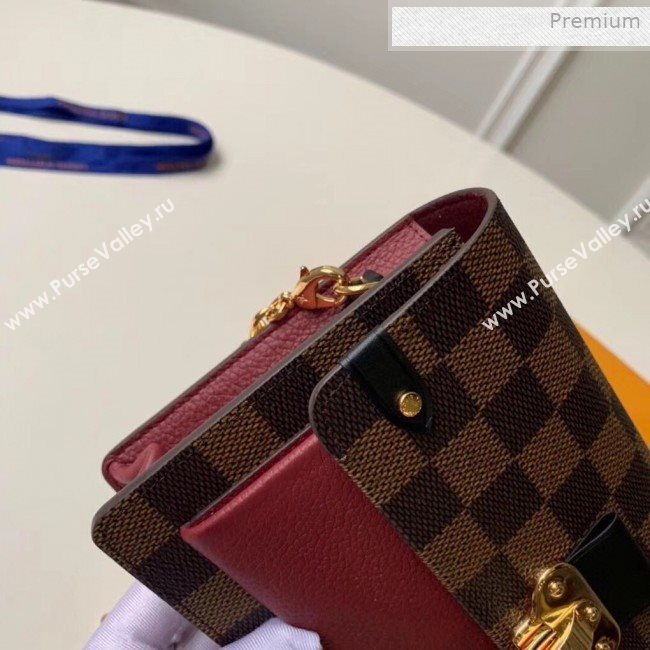 Louis Vuitton Vavin Damier Ebene Canvas Chain Wallet WOC N60222 Burgundy 2019 (KI-0011509)