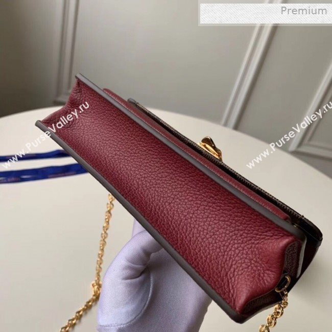 Louis Vuitton Vavin Damier Ebene Canvas Chain Wallet WOC N60222 Burgundy 2019 (KI-0011509)