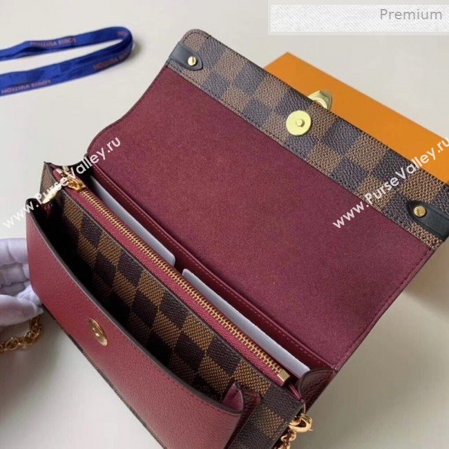 Louis Vuitton Vavin Damier Ebene Canvas Chain Wallet WOC N60222 Burgundy 2019 (KI-0011509)