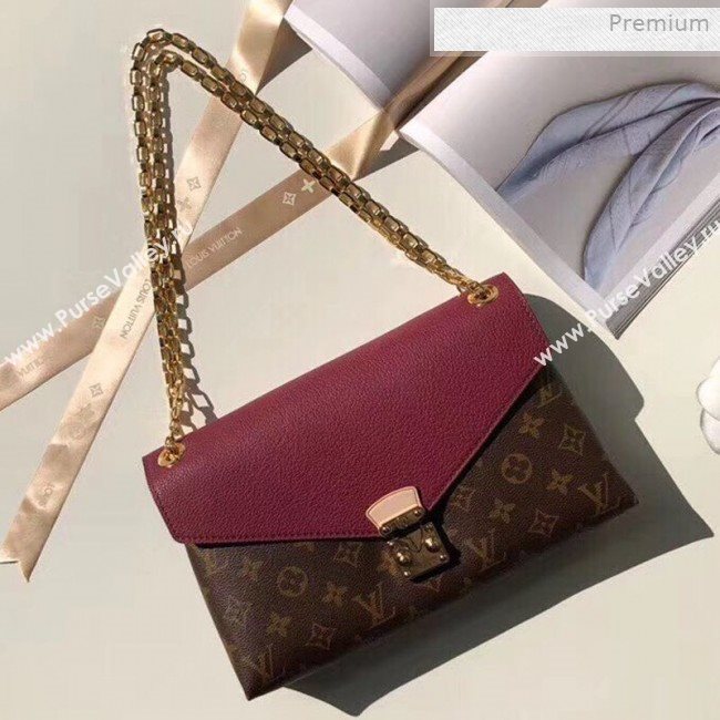 Louis Vuitton Pallas Chain Monogram Canvas Shoulder Bag M41200 Burgundy  (KI-0011512)