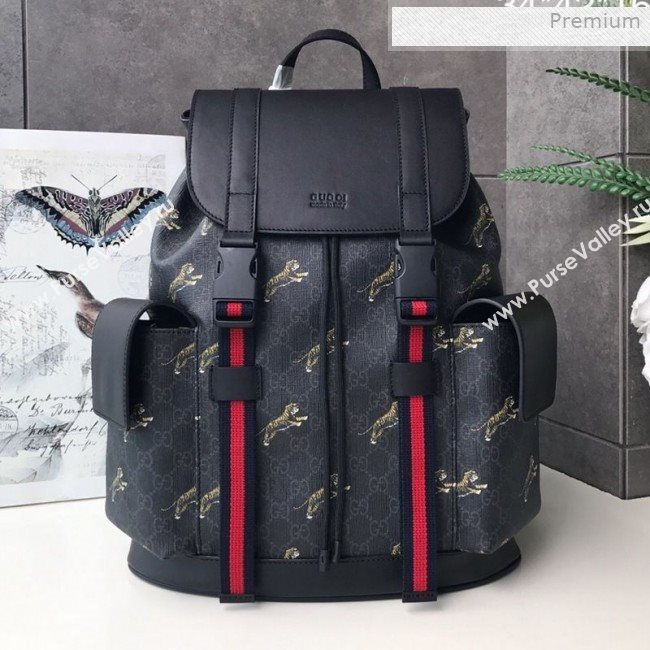 Gucci Bestiary Backpack with Tigers Print 495563 Black/Grey 2019 (DLH-0011520)