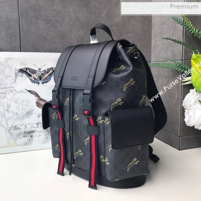 Gucci Bestiary Backpack with Tigers Print 495563 Black/Grey 2019 (DLH-0011520)