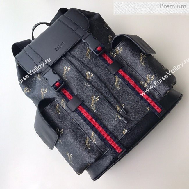 Gucci Bestiary Backpack with Tigers Print 495563 Black/Grey 2019 (DLH-0011520)