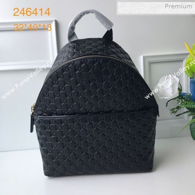 Gucci GG Embossed Leather Backpack 246414 Black 2019 (DLH-0011524)