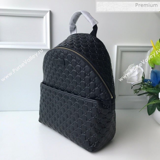 Gucci GG Embossed Leather Backpack 246414 Black 2019 (DLH-0011524)