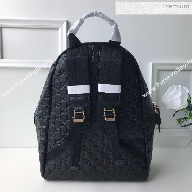 Gucci GG Embossed Leather Backpack 246414 Black 2019 (DLH-0011524)