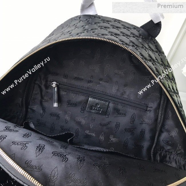Gucci GG Embossed Leather Backpack 246414 Black 2019 (DLH-0011524)