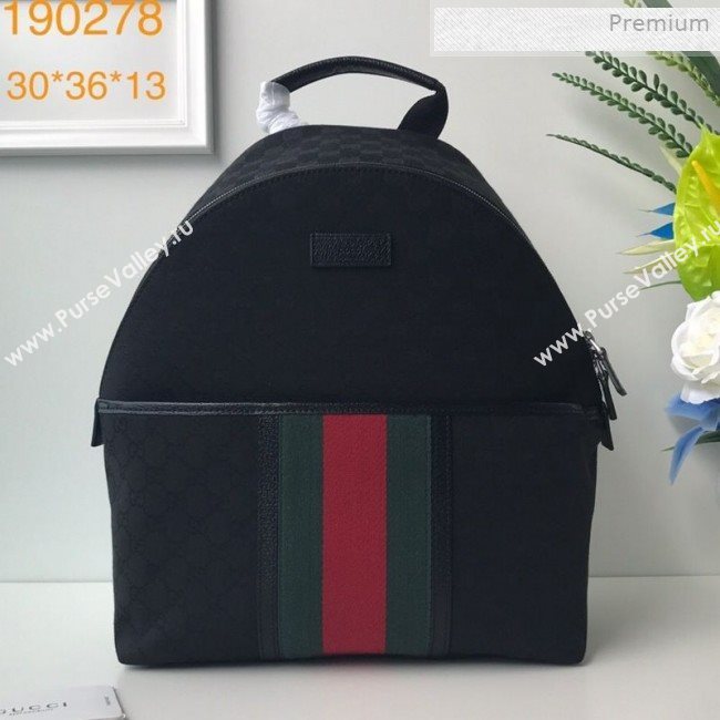 Gucci GG Canvas Web Backpack 190278 Black 2019 (DLH-0011526)