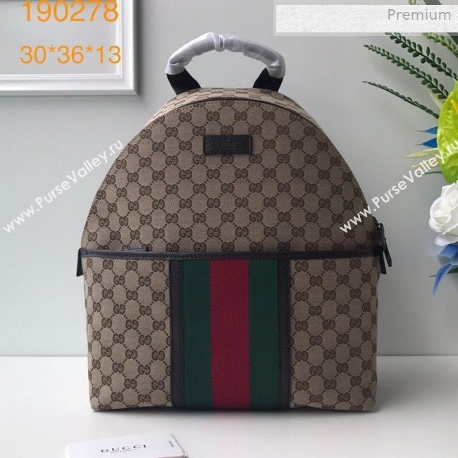 Gucci GG Canvas Web Backpack 190278 Beige 2019 (DLH-0011525)