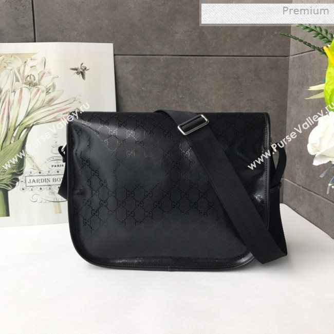 Gucci GG Glossy Flap Messenger Shoulder Bag 201732 Black 2019 (DLH-0011528)