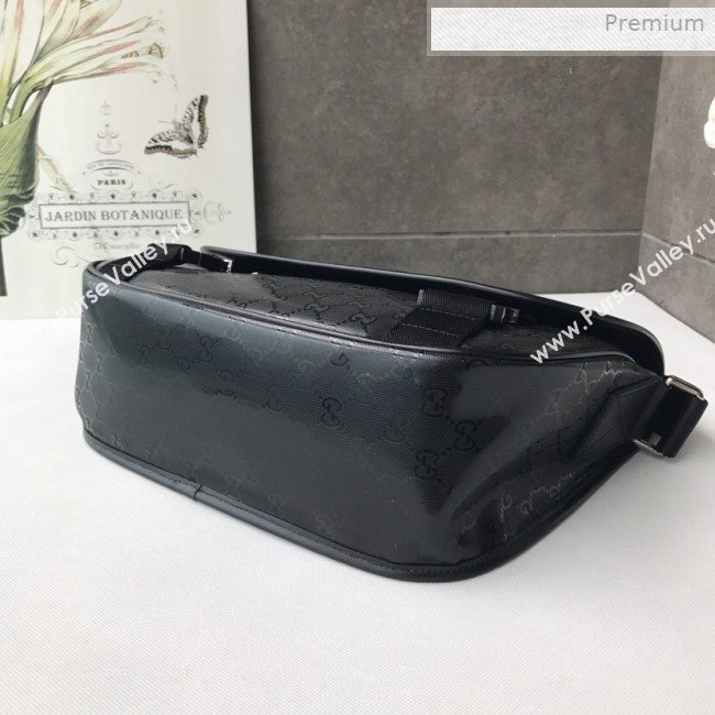 Gucci GG Glossy Flap Messenger Shoulder Bag 201732 Black 2019 (DLH-0011528)