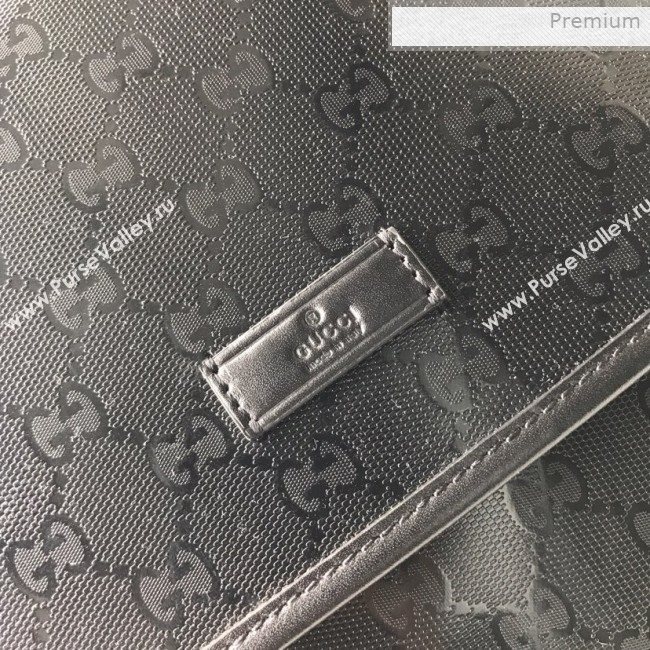 Gucci GG Glossy Flap Messenger Shoulder Bag 201732 Black 2019 (DLH-0011528)