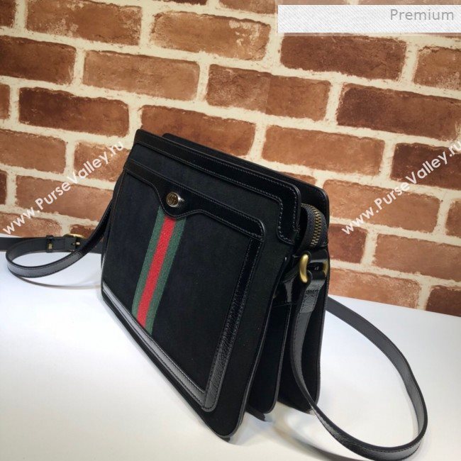 Gucci Ophidia Suede Medium Shoulder Bag 523354 Black 2019 (DLH-0011530)