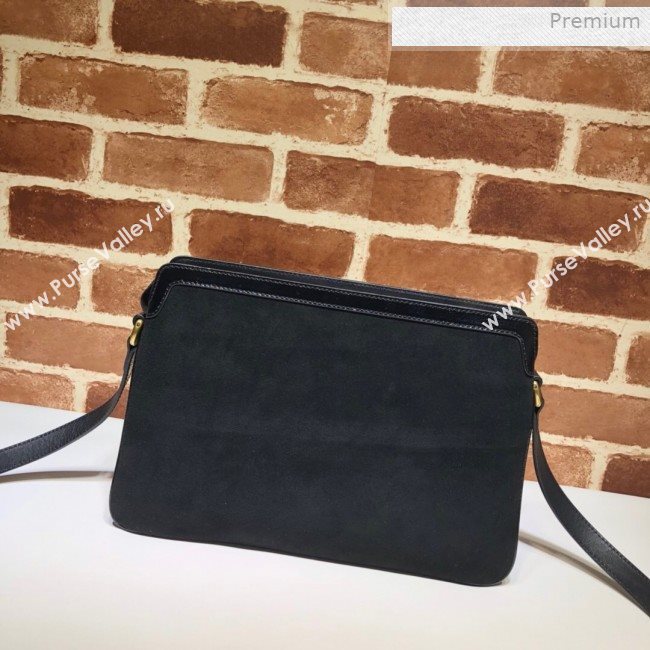 Gucci Ophidia Suede Medium Shoulder Bag 523354 Black 2019 (DLH-0011530)