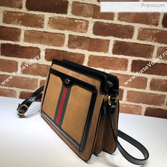 Gucci Ophidia Suede Medium Shoulder Bag 523354 Brown 2019 (DLH-0011531)