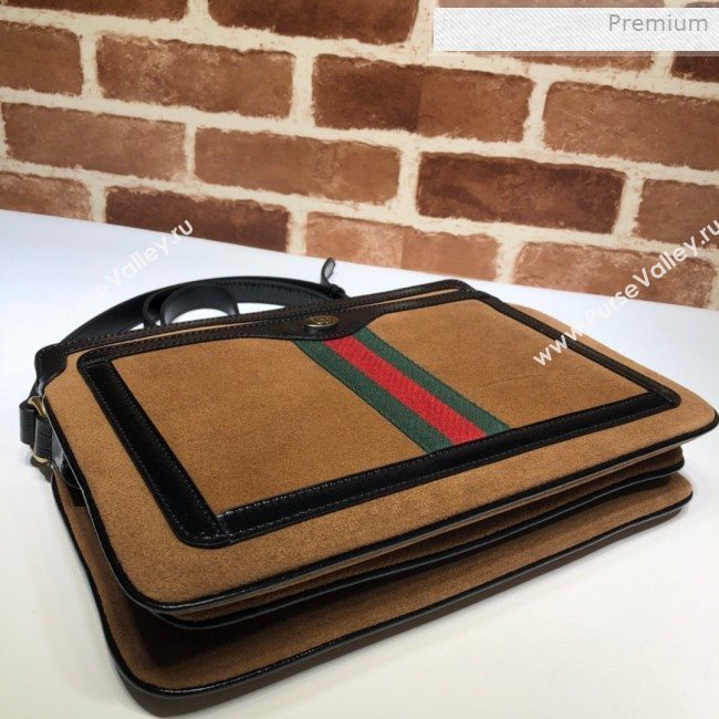 Gucci Ophidia Suede Medium Shoulder Bag 523354 Brown 2019 (DLH-0011531)