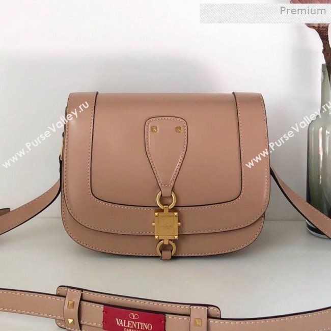 Valentino VLocker Shiny Calfskin Crossbody Bag 1014 Nude 2020 (JD-0011537)