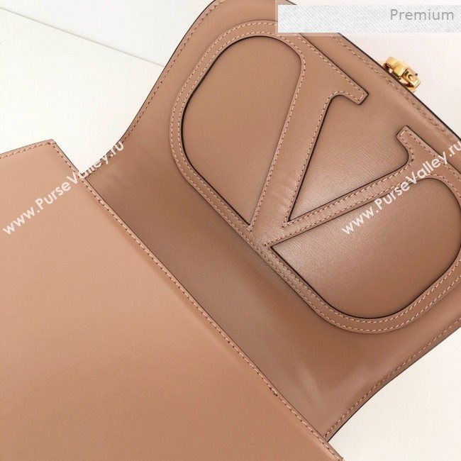 Valentino VLocker Shiny Calfskin Crossbody Bag 1014 Nude 2020 (JD-0011537)