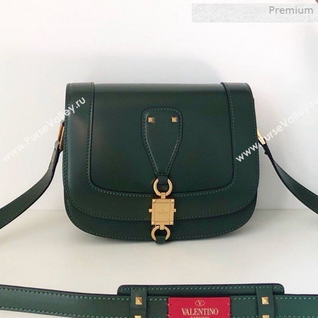 Valentino VLocker Shiny Calfskin Crossbody Bag 1014 Green 2020 (JD-0011538)