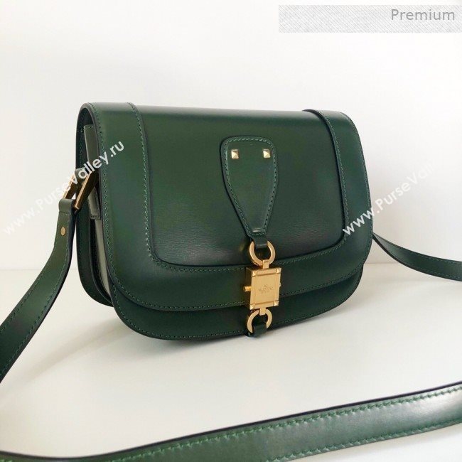 Valentino VLocker Shiny Calfskin Crossbody Bag 1014 Green 2020 (JD-0011538)