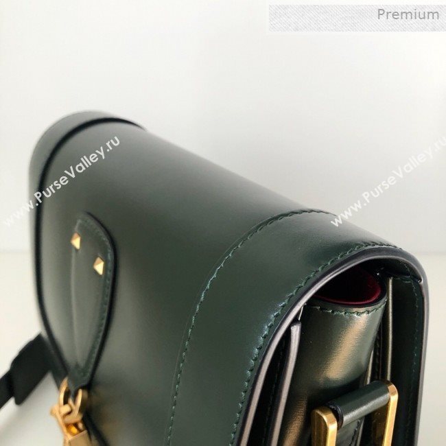 Valentino VLocker Shiny Calfskin Crossbody Bag 1014 Green 2020 (JD-0011538)