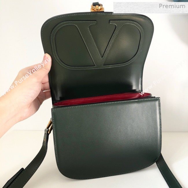 Valentino VLocker Shiny Calfskin Crossbody Bag 1014 Green 2020 (JD-0011538)