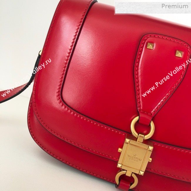 Valentino VLocker Shiny Calfskin Crossbody Bag 1014 Red 2020 (JD-0011539)