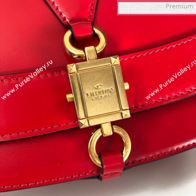 Valentino VLocker Shiny Calfskin Crossbody Bag 1014 Red 2020 (JD-0011539)