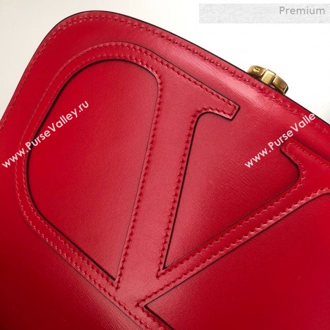 Valentino VLocker Shiny Calfskin Crossbody Bag 1014 Red 2020 (JD-0011539)